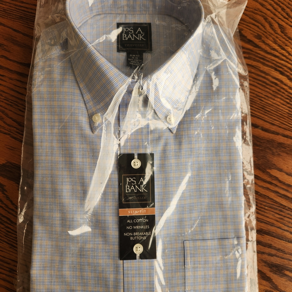 Jos. A. Bank Blue Plaid Men's Shirt Slim Fit